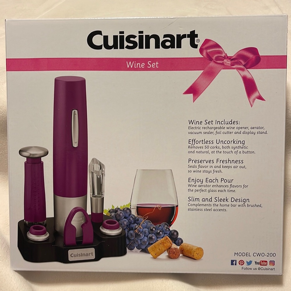 NWT-NIB - Cuisinart Electric Wine Set - purple